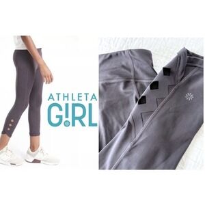 ATHLETA Girl Youth SIZE‎ L/12 Spring Forward Capri Legging Gray/Purple